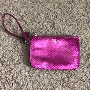 Pink sequined wristlet